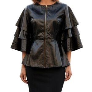 # A028   N by Nancy black PU faux leather top